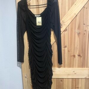 Elegant Black Ruched Dress